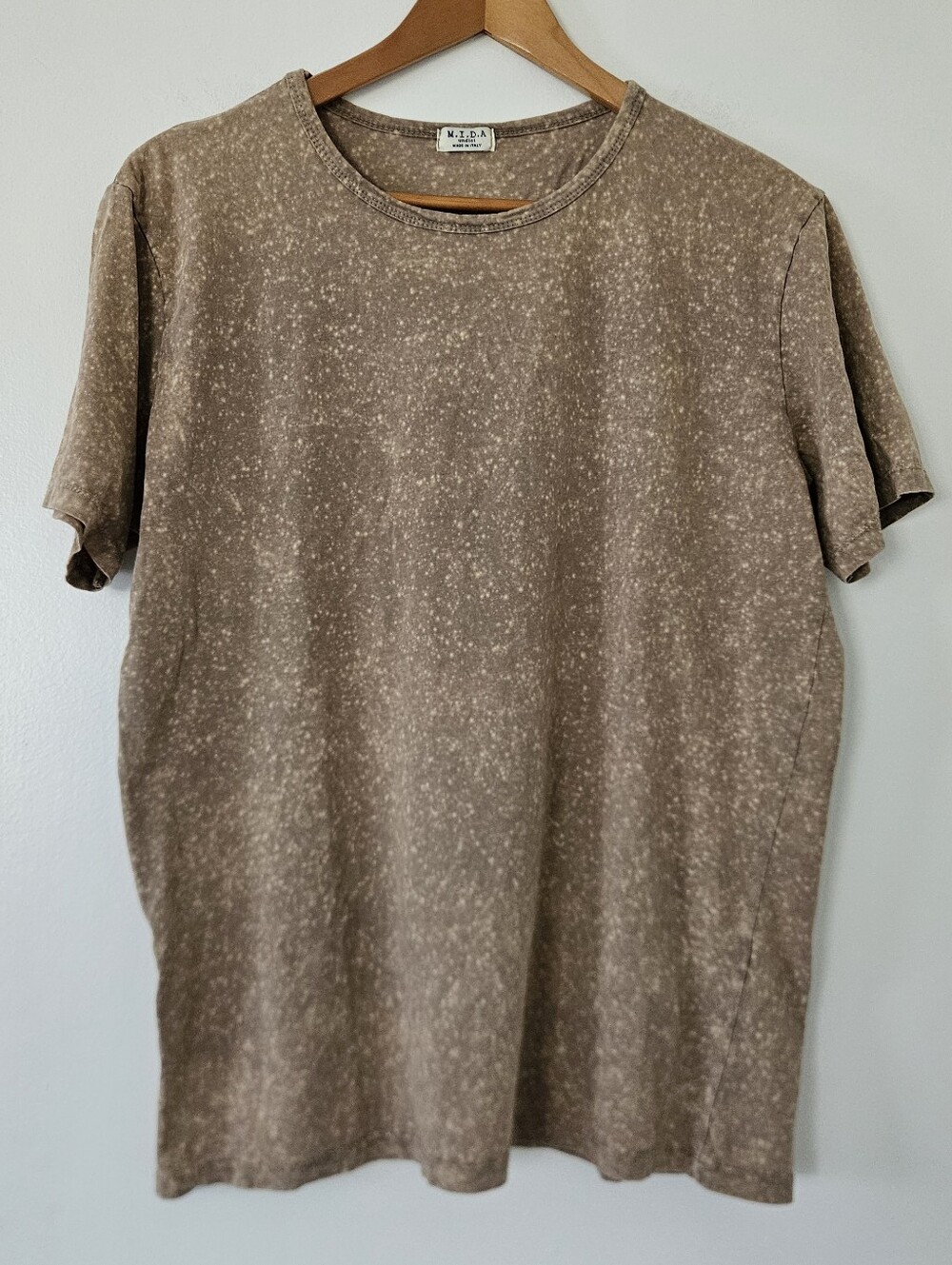 M.I.D.A. undici Mens T-Shirt XL Italy Tan Brown Grunge Mida Cotton Splatter